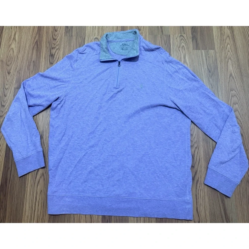 Polo Ralph Lauren Luxury Jersey Quarter Zip Pullover Mens Large Purple